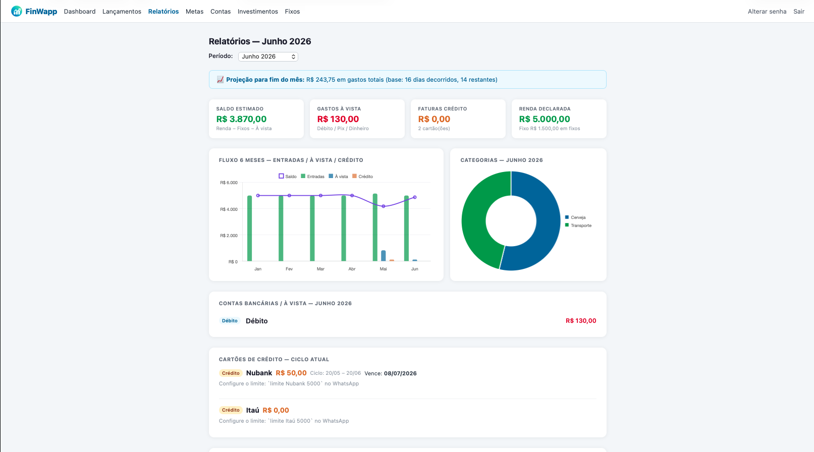 Relatórios do FinWapp substituindo planilha